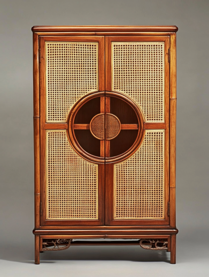 Wabi-sabi style solid wood rattan sideboard, simple and modern tea cabinet, small-sized household integrated storage cabinet - Image 4