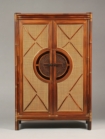 Wabi-sabi style solid wood rattan sideboard, simple and modern tea cabinet, small-sized household integrated storage cabinet - Image 3