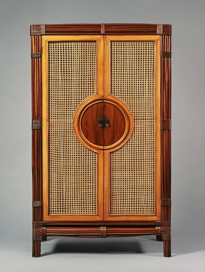 Wabi-sabi style solid wood rattan sideboard, simple and modern tea cabinet, small-sized household integrated storage cabinet - Image 2