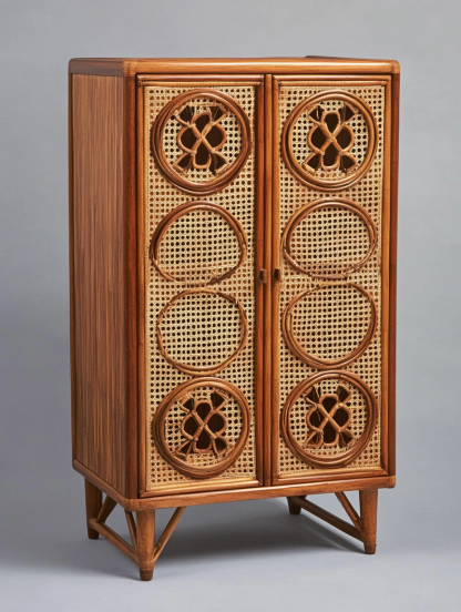 Nordic solid wood sideboard, wall-mounted integrated storage cabinet, ash wood sideboard, storage cabinet, wabi-rattan woven cabinet - Image 4