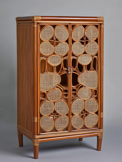 Nordic solid wood sideboard, wall-mounted integrated storage cabinet, ash wood sideboard, storage cabinet, wabi-rattan woven cabinet - Image 2