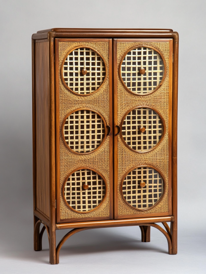 Nordic solid wood sideboard, wall-mounted integrated storage cabinet, ash wood sideboard, storage cabinet, wabi-rattan woven cabinet - Image 4