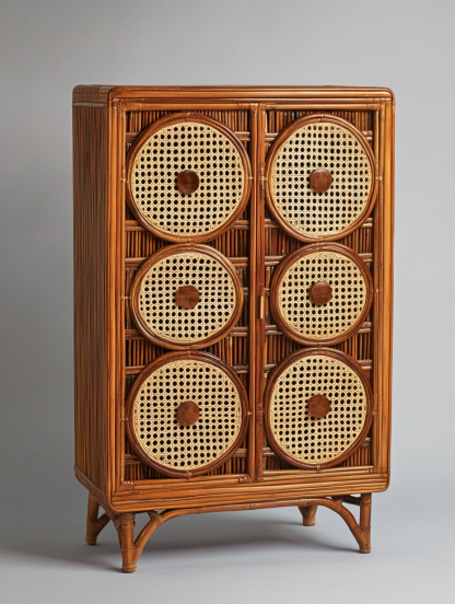 Nordic solid wood sideboard, wall-mounted integrated storage cabinet, ash wood sideboard, storage cabinet, wabi-rattan woven cabinet - Image 5
