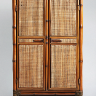 Wabi-sabi style solid wood rattan sideboard, simple and modern tea cabinet, small-sized household integrated storage cabinet