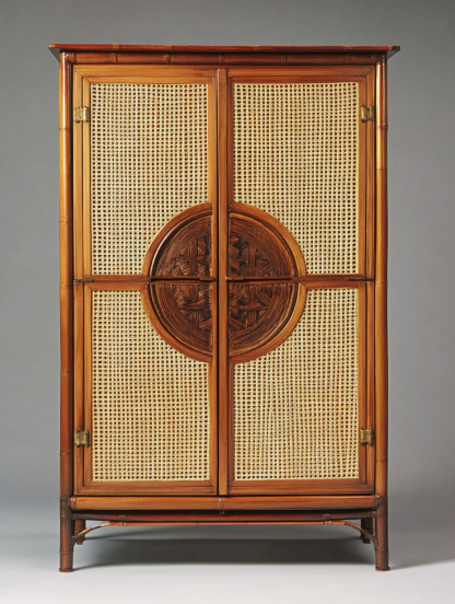 Nordic solid wood sideboard, wall-mounted integrated storage cabinet, ash wood sideboard, storage cabinet, wabi-rattan woven cabinet - Image 4