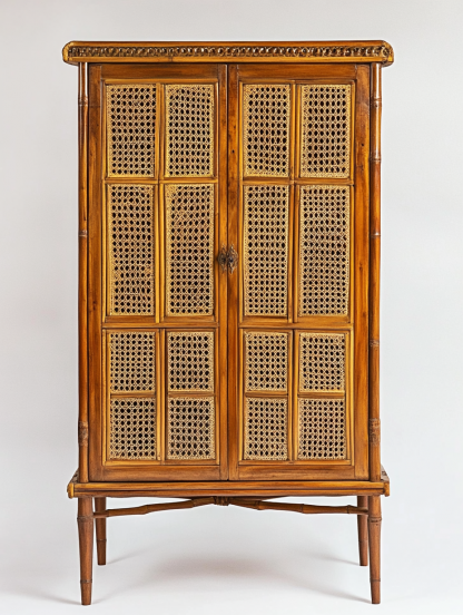 Wabi-sabi style solid wood rattan sideboard, simple and modern tea cabinet, small-sized household integrated storage cabinet - Image 8
