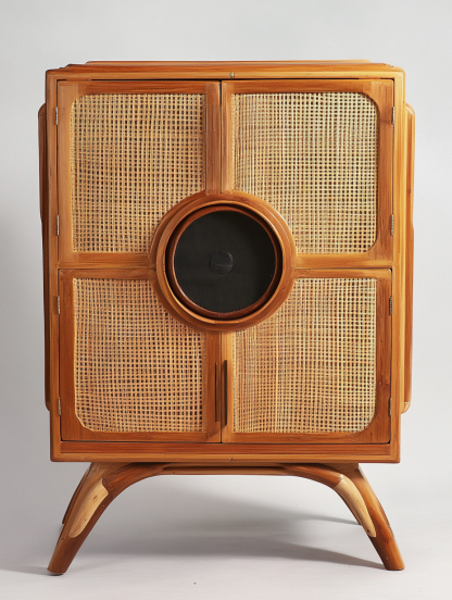 Wabi-sabi style solid wood rattan sideboard, simple and modern tea cabinet, small-sized household integrated storage cabinet - Image 4
