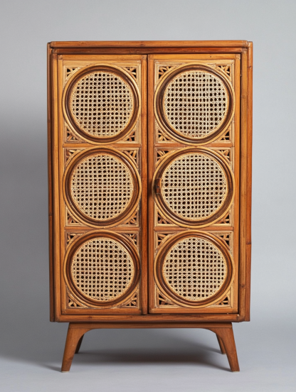 Wabi-sabi style solid wood rattan sideboard, simple and modern tea cabinet, small-sized household integrated storage cabinet - Image 3