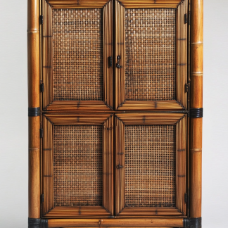 Wabi-sabi style solid wood rattan sideboard, simple and modern tea cabinet, small-sized household integrated storage cabinet