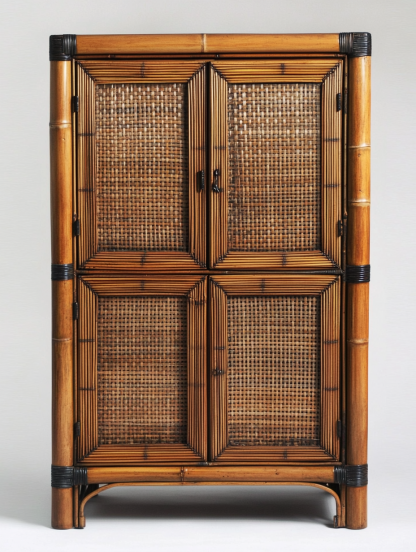 Wabi-sabi style solid wood rattan sideboard, simple and modern tea cabinet, small-sized household integrated storage cabinet