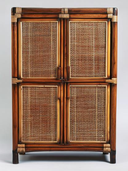 Wabi-sabi style solid wood rattan sideboard, simple and modern tea cabinet, small-sized household integrated storage cabinet - Image 3