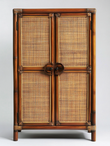Wabi-sabi style solid wood rattan sideboard, simple and modern tea cabinet, small-sized household integrated storage cabinet - Image 2