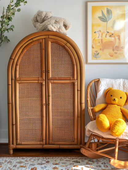 Wabi-sabi style solid wood rattan sideboard, simple and modern tea cabinet, small-sized household integrated storage cabinet - Image 6