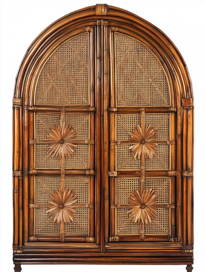 Wabi-sabi style solid wood wicker sideboard, a modern and simple Japanese wabi-sabi style retro original solid wood wicker sideboard - Image 3