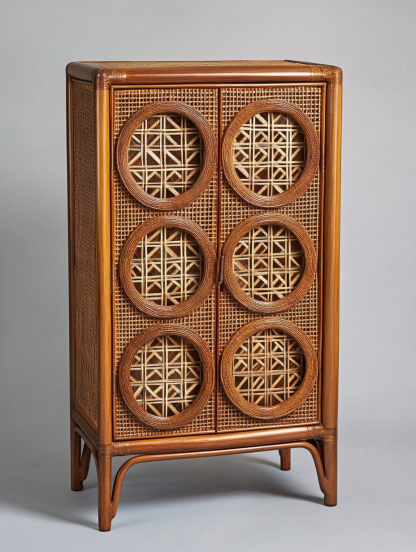 Nordic solid wood sideboard, wall-mounted integrated storage cabinet, ash wood sideboard, storage cabinet, wabi-rattan woven cabinet