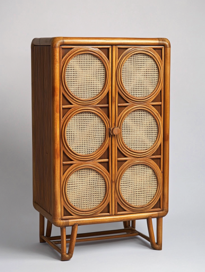 Nordic solid wood sideboard, wall-mounted integrated storage cabinet, ash wood sideboard, storage cabinet, wabi-rattan woven cabinet - Image 3