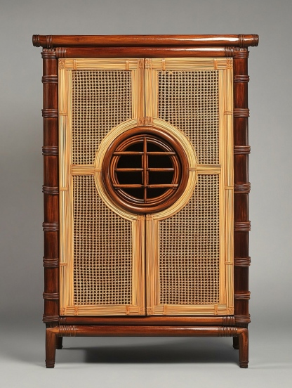 Wabi-sabi style solid wood rattan sideboard, simple and modern tea cabinet, small-sized household integrated storage cabinet - Image 5
