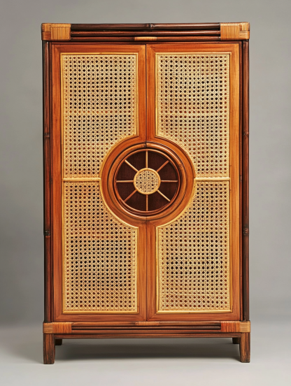 Wabi-sabi style solid wood rattan sideboard, simple and modern tea cabinet, small-sized household integrated storage cabinet - Image 4