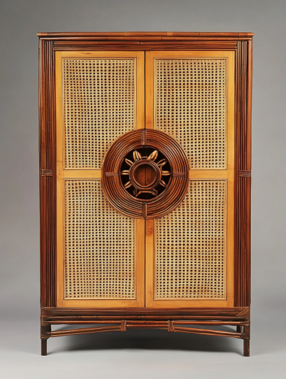 Wabi-sabi style solid wood rattan sideboard, simple and modern tea cabinet, small-sized household integrated storage cabinet - Image 3