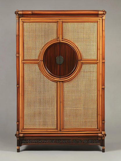 Wabi-sabi style solid wood rattan sideboard, simple and modern tea cabinet, small-sized household integrated storage cabinet - Image 2