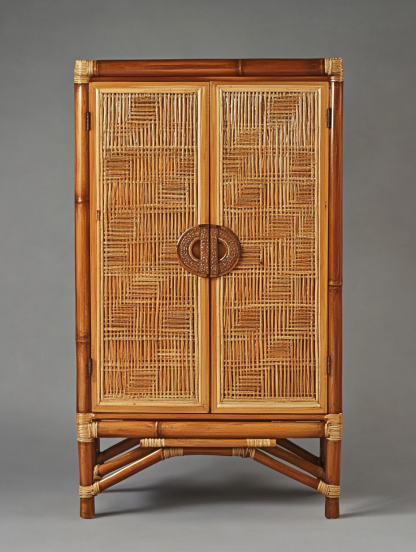 Nordic solid wood sideboard, wall-mounted integrated storage cabinet, ash wood sideboard, storage cabinet, wabi-rattan woven cabinet - Image 5
