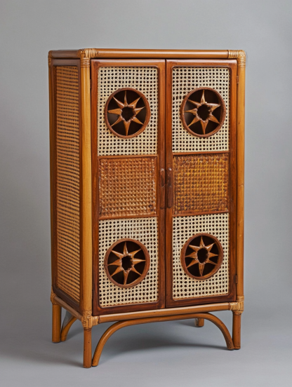 Nordic solid wood sideboard, wall-mounted integrated storage cabinet, ash wood sideboard, storage cabinet, wabi-rattan woven cabinet - Image 4