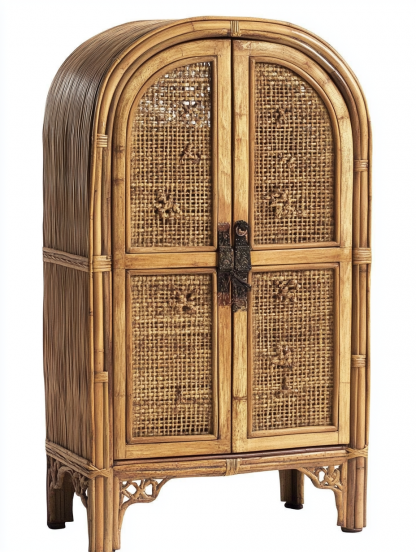 Nordic solid wood sideboard, wall-mounted integrated storage cabinet, ash wood sideboard, storage cabinet, wabi-rattan woven cabinet - Image 3