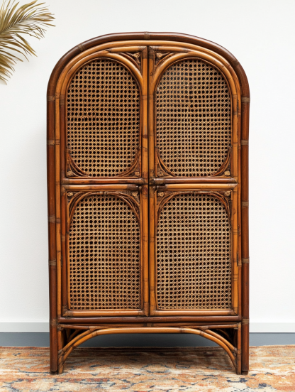 Nordic solid wood sideboard, wall-mounted integrated storage cabinet, ash wood sideboard, storage cabinet, wabi-rattan woven cabinet - Image 2