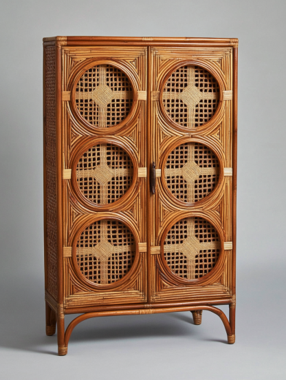 Nordic solid wood sideboard, wall-mounted integrated storage cabinet, ash wood sideboard, storage cabinet, wabi-rattan woven cabinet - Image 2