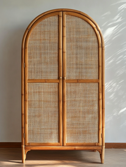 Wabi-sabi style solid wood rattan sideboard, simple and modern tea cabinet, small-sized household integrated storage cabinet - Image 5