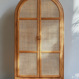 Wabi-sabi style solid wood rattan sideboard, simple and modern tea cabinet, small-sized household integrated storage cabinet