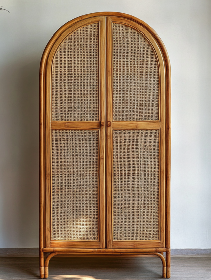 Wabi-sabi style solid wood rattan sideboard, simple and modern tea cabinet, small-sized household integrated storage cabinet - Image 3