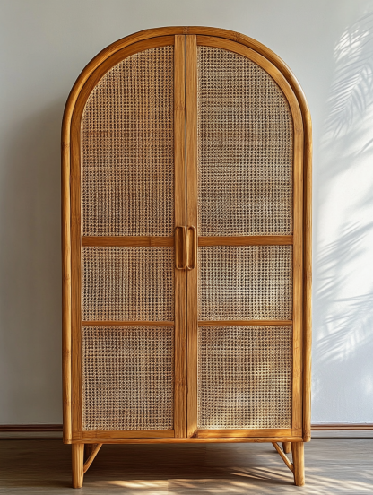 Wabi-sabi style solid wood rattan sideboard, simple and modern tea cabinet, small-sized household integrated storage cabinet - Image 2