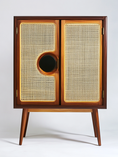 Nordic solid wood sideboard, wall-mounted integrated storage cabinet, ash wood sideboard, storage cabinet, wabi-rattan woven cabinet - Image 7