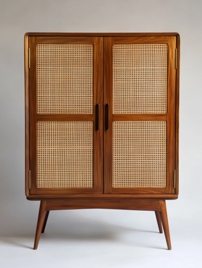 Nordic solid wood sideboard, wall-mounted integrated storage cabinet, ash wood sideboard, storage cabinet, wabi-rattan woven cabinet - Image 7