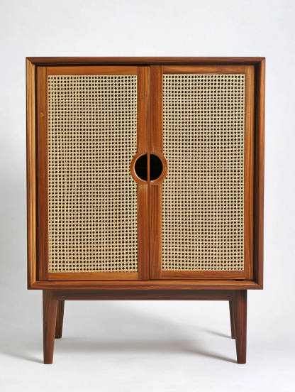 Wabi-sabi style solid wood rattan sideboard, simple and modern tea cabinet, small-sized household integrated storage cabinet - Image 8