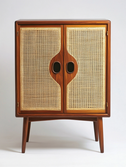 Wabi-sabi style solid wood rattan sideboard, simple and modern tea cabinet, small-sized household integrated storage cabinet - Image 7