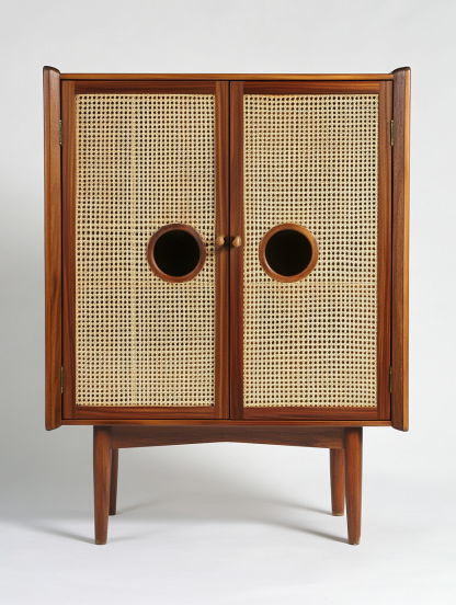 Wabi-sabi style solid wood rattan sideboard, simple and modern tea cabinet, small-sized household integrated storage cabinet - Image 6