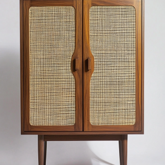 Nordic solid wood sideboard, wall-mounted integrated storage cabinet, ash wood sideboard, storage cabinet, wabi-rattan woven cabinet