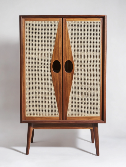 Nordic solid wood sideboard, wall-mounted integrated storage cabinet, ash wood sideboard, storage cabinet, wabi-rattan woven cabinet - Image 3