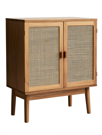 Wabi-sabi style solid wood rattan sideboard, simple and modern tea cabinet, small-sized household integrated storage cabinet - Image 6