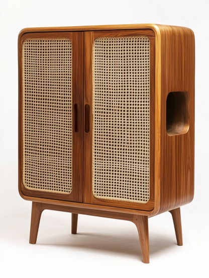 Japanese rustic-style wicker sideboard, simple and modern tea cabinet, small-sized household integrated storage cabinet - Image 3