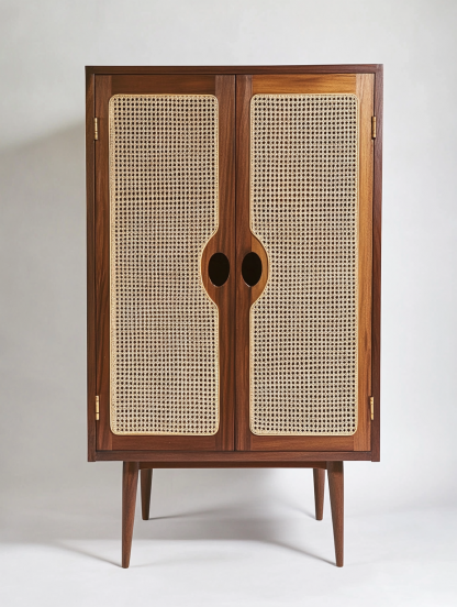 Wabi-sabi style solid wood rattan sideboard, simple and modern tea cabinet, small-sized household integrated storage cabinet - Image 4