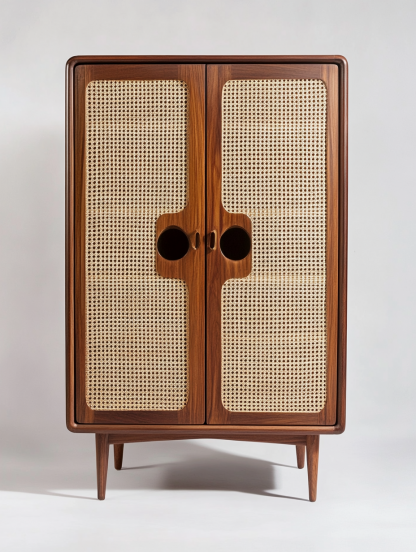 Wabi-sabi style solid wood rattan sideboard, simple and modern tea cabinet, small-sized household integrated storage cabinet - Image 3
