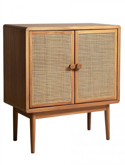 Wabi-sabi style solid wood rattan sideboard, simple and modern tea cabinet, small-sized household integrated storage cabinet - Image 5