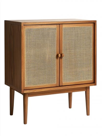 Wabi-sabi style solid wood rattan sideboard, simple and modern tea cabinet, small-sized household integrated storage cabinet - Image 4