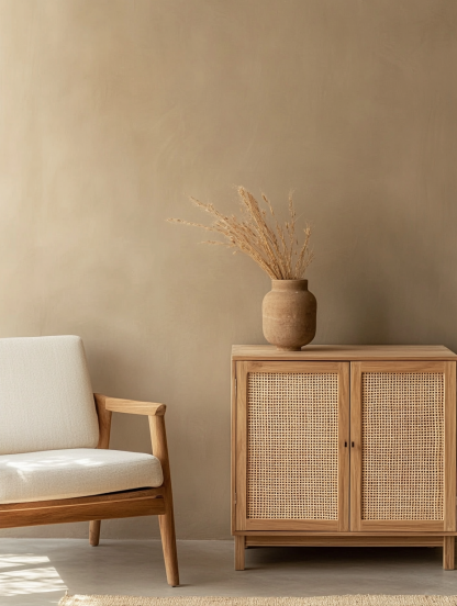 Japanese cherry wood wicker sideboard, retro solid wood storage cabinet, entrance chest cabinet, wall cabinet - Image 7