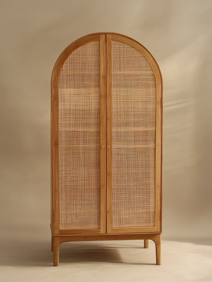 Wabi-sabi style solid wood rattan sideboard, simple and modern tea cabinet, small-sized household integrated storage cabinet - Image 5