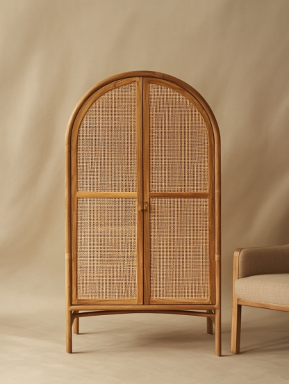 Wabi-sabi style solid wood rattan sideboard, simple and modern tea cabinet, small-sized household integrated storage cabinet - Image 4