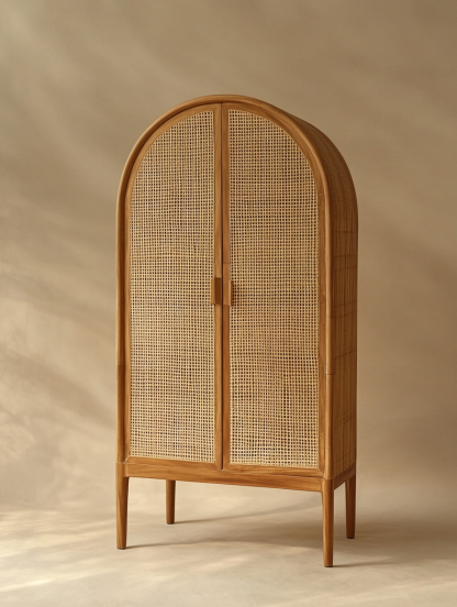 Wabi-sabi style solid wood rattan sideboard, simple and modern tea cabinet, small-sized household integrated storage cabinet - Image 2